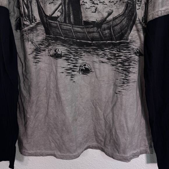 Affliction Shirt Mens XL River Styx 2fer Grim Reaper Graphic Tee Grunge Punk - Picture 5 of 11